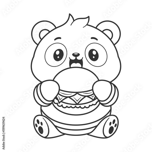 Panda really likes to eat burgers for coloring