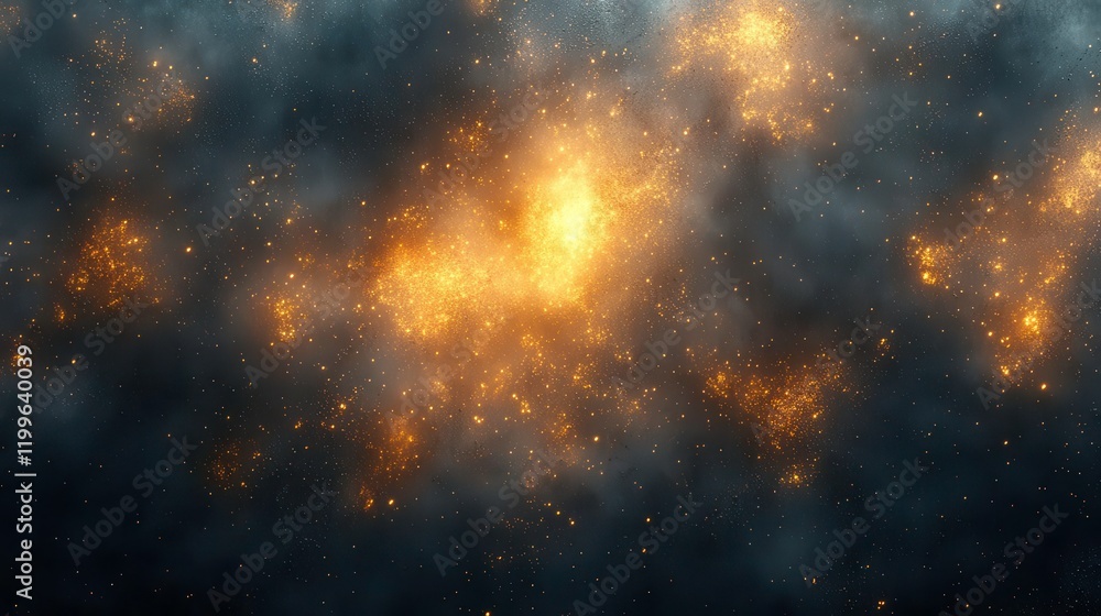 Fototapeta premium A mesmerizing cosmic scene showcasing bright orange celestial formations against a dark, starry backdrop.