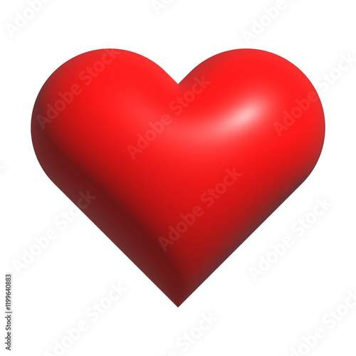 Red 3d volumetric heart. Red Heart On White Background