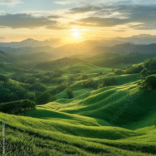 Morning Beautiful Green Landscapes with High-Definition Clarity and Fresh Nature Views photo