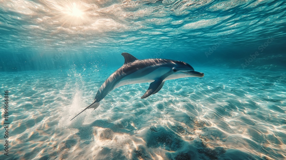Obraz premium Dolphin Swimming in Clear Ocean Water