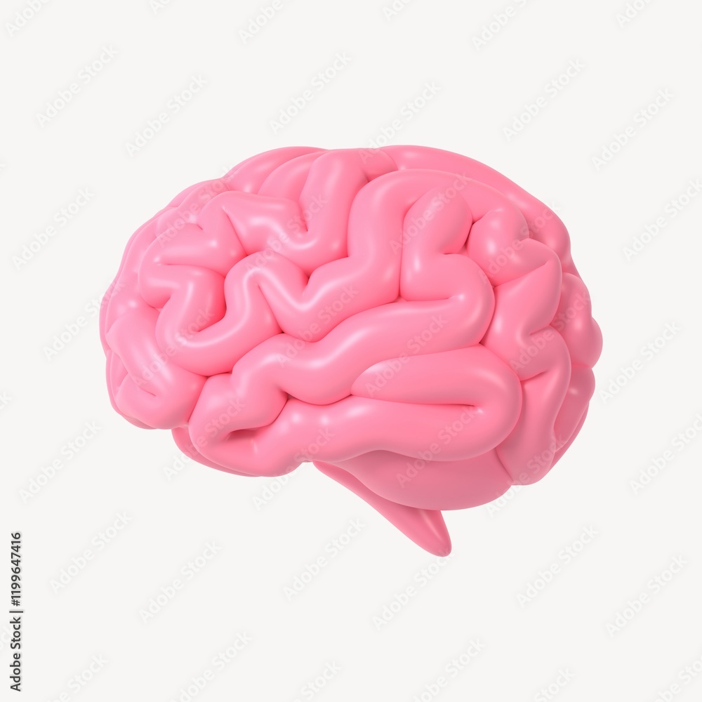 Human brain icon, 3D rendering illustration Human brain icon, 3D rendering illustration