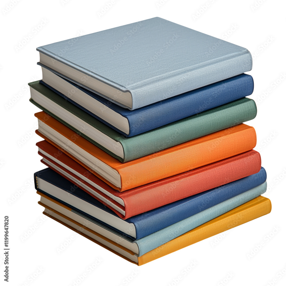 Colorful Stack of Books on a White Background Isolated on transparent background Colorful Stack of Books on a White Background Isolated on transparent background