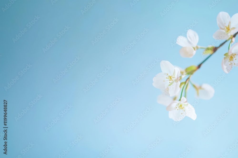 Gentle Light Bokeh Effect Over Clear Blue Sky with Delicate Blossom Accents Gentle Light Bokeh Effect Over Clear Blue Sky with Delicate Blossom Accents