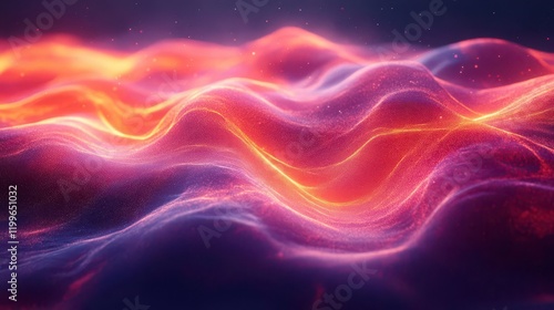 Wallpaper Mural A vibrant, abstract scene of flowing waves in shades of orange and purple, creating a mesmerizing visual effect against a dark backdrop. Torontodigital.ca