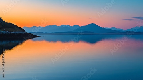 Wallpaper Mural Serene Sunset Over a Mountain Range Reflected in a Still Lake Torontodigital.ca