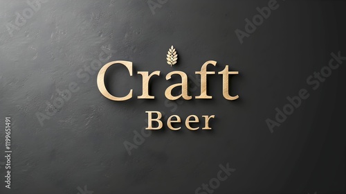 Craft beer logo displayed against a dark textured background in a brewery setting