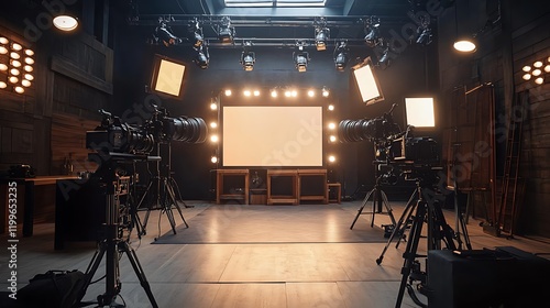 Wide angle film production studio and photography setup