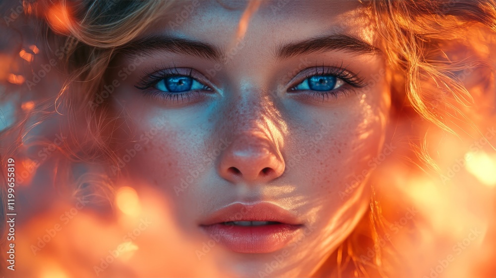 A surreal close-up of a woman with vibrant lighting and abstract effects, evoking emotions and mystery. Perfect for artistic, editorial, and creative design projects. A surreal close-up of a woman with vibrant lighting and abstract effects, evoking emotions and mystery. Perfect for artistic, editorial, and creative design projects.
