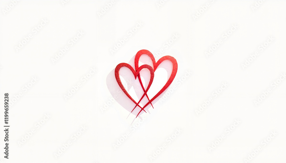 Two intertwined red hearts on white background, perfect for love-themed designs and events Two intertwined red hearts on white background, perfect for love-themed designs and events