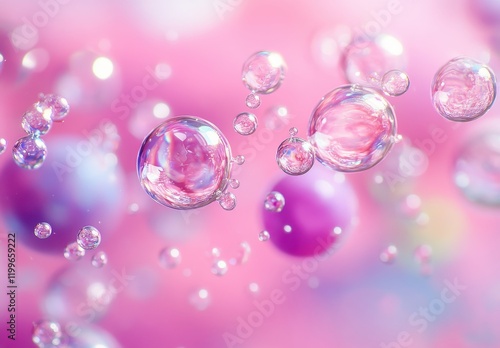Beautiful abstract composition featuring floating bubbles with a colorful pastel background, ideal for designs involving lightness, freshness, and joy in various creative projects