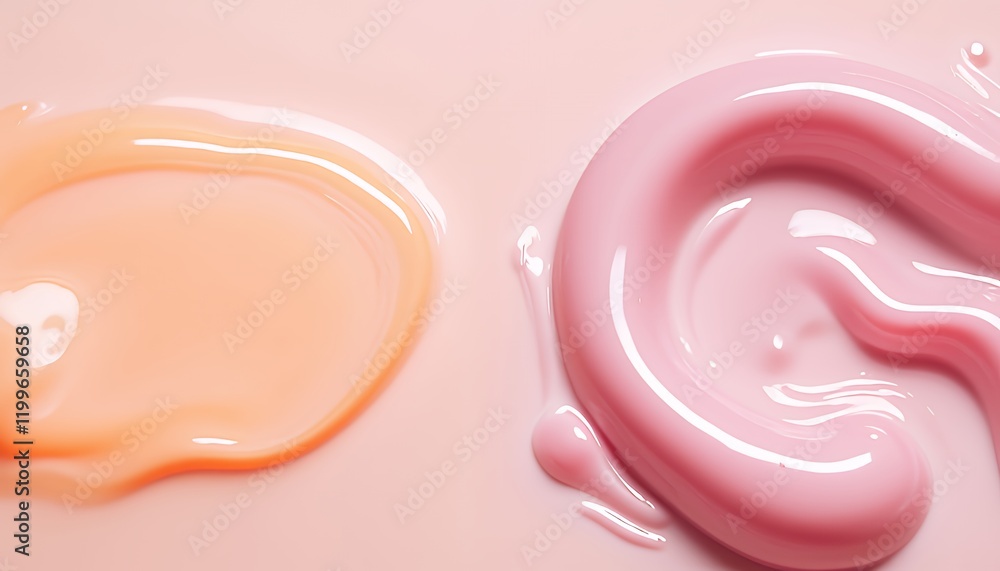 Silky Smooth Skincare Textures: A Close-Up Look at Peach and Pink Cosmetic Products, Showcasing Various Forms Such as Cream, Gel, Lotion, and More, Highlighting Luxurious and Delicate Beauty Product T Silky Smooth Skincare Textures: A Close-Up Look at Peach and Pink Cosmetic Products, Showcasing Various Forms Such as Cream, Gel, Lotion, and More, Highlighting Luxurious and Delicate Beauty Product T