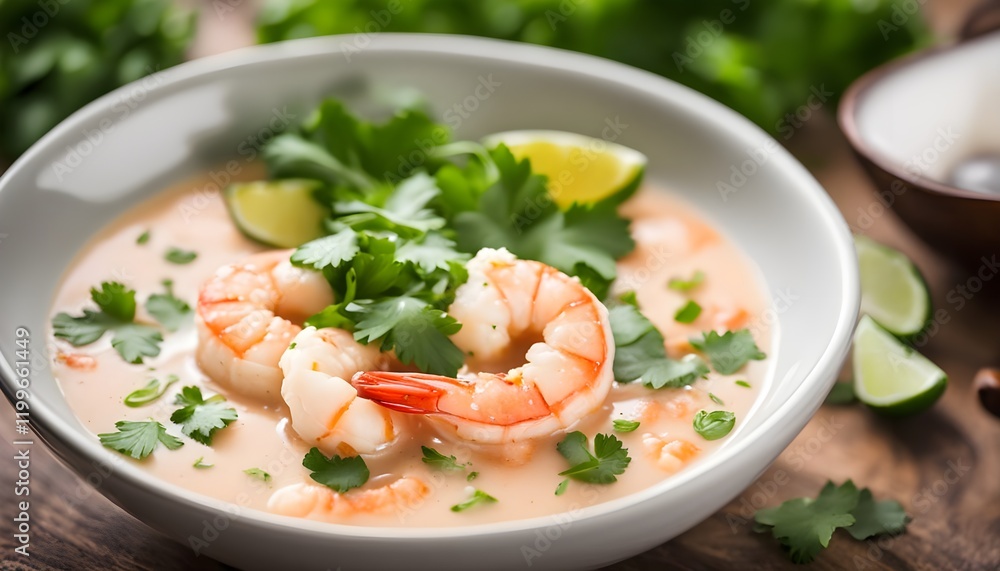Homemade Spicy Coconut Shrimp Soup with Lime and Cilantro Homemade Spicy Coconut Shrimp Soup with Lime and Cilantro