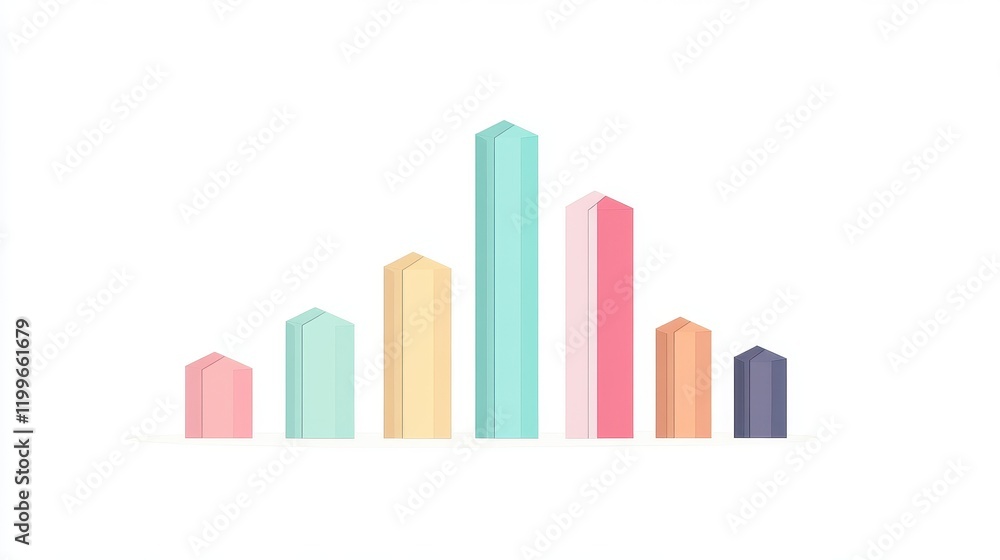 A minimalistic bar chart, business infographic, flat design, pastel palette, isolated on white background A minimalistic bar chart, business infographic, flat design, pastel palette, isolated on white background