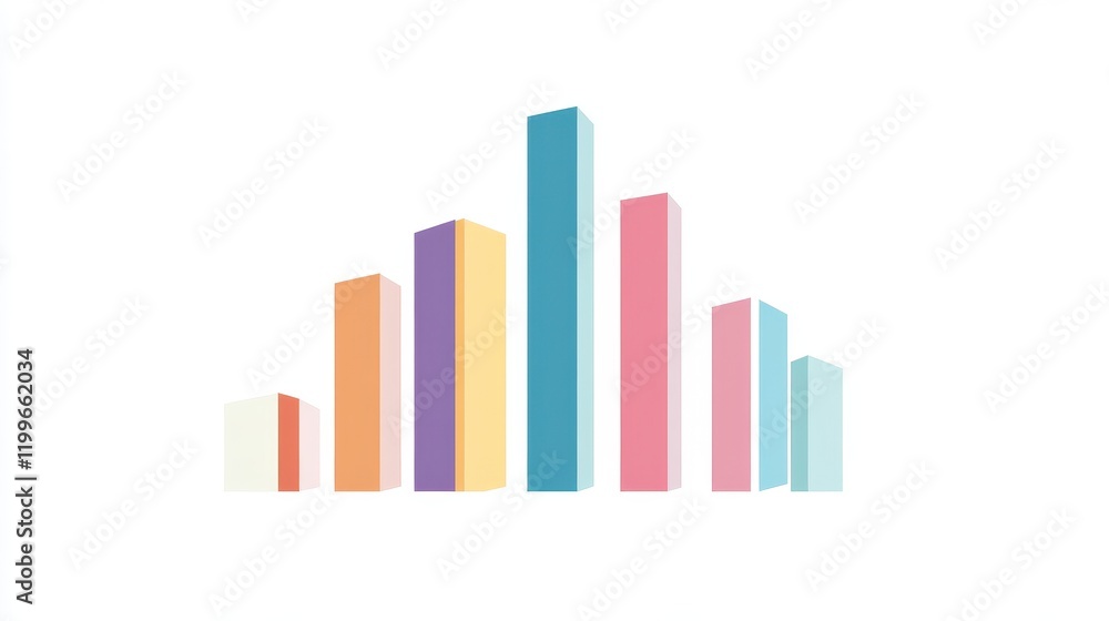 A minimalistic bar chart, business infographic, flat design, pastel palette, isolated on white background A minimalistic bar chart, business infographic, flat design, pastel palette, isolated on white background