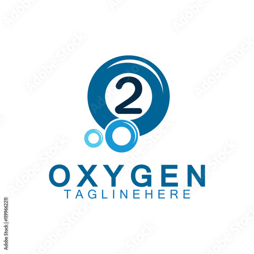 Creative and simple Oxygen Icon Logo design, o2, initial O and Number 2 logo