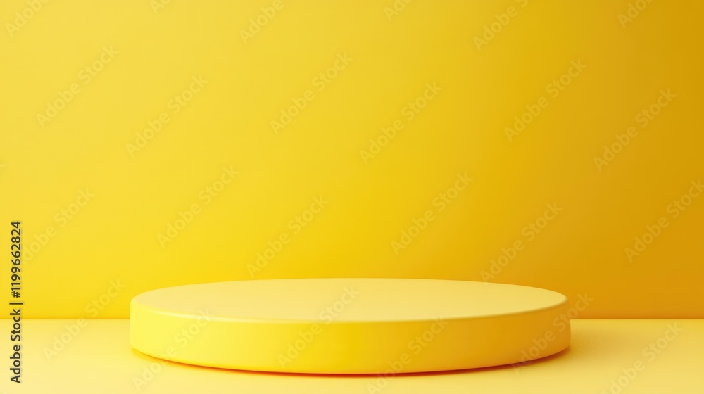 A contemporary yellow shelf with a round cushioned seat placed on top of it. This could be used as a unique decoration or a functional piece for seating. A contemporary yellow shelf with a round cushioned seat placed on top of it. This could be used as a unique decoration or a functional piece for seating.