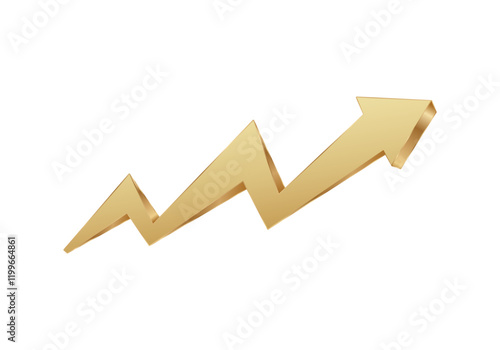 A gold arrow pointing upward symbolizes economic growth, progress, and financial success.