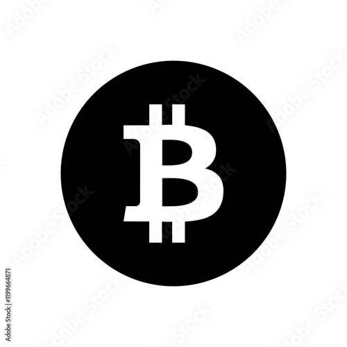 Bitcoin icon on black circle vector