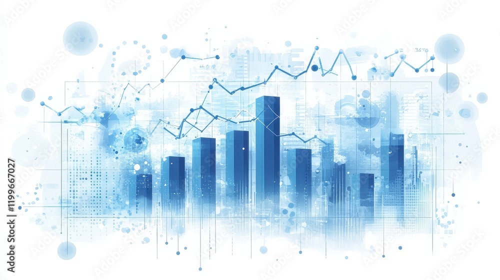 Fototapeta premium A realistic bar chart, corporate finance theme, realistic textures, professional blue tones, isolated on white background