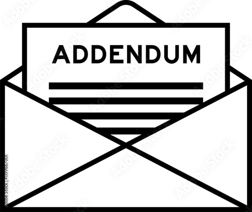 Envelope and letter sign with word addendum as the headline