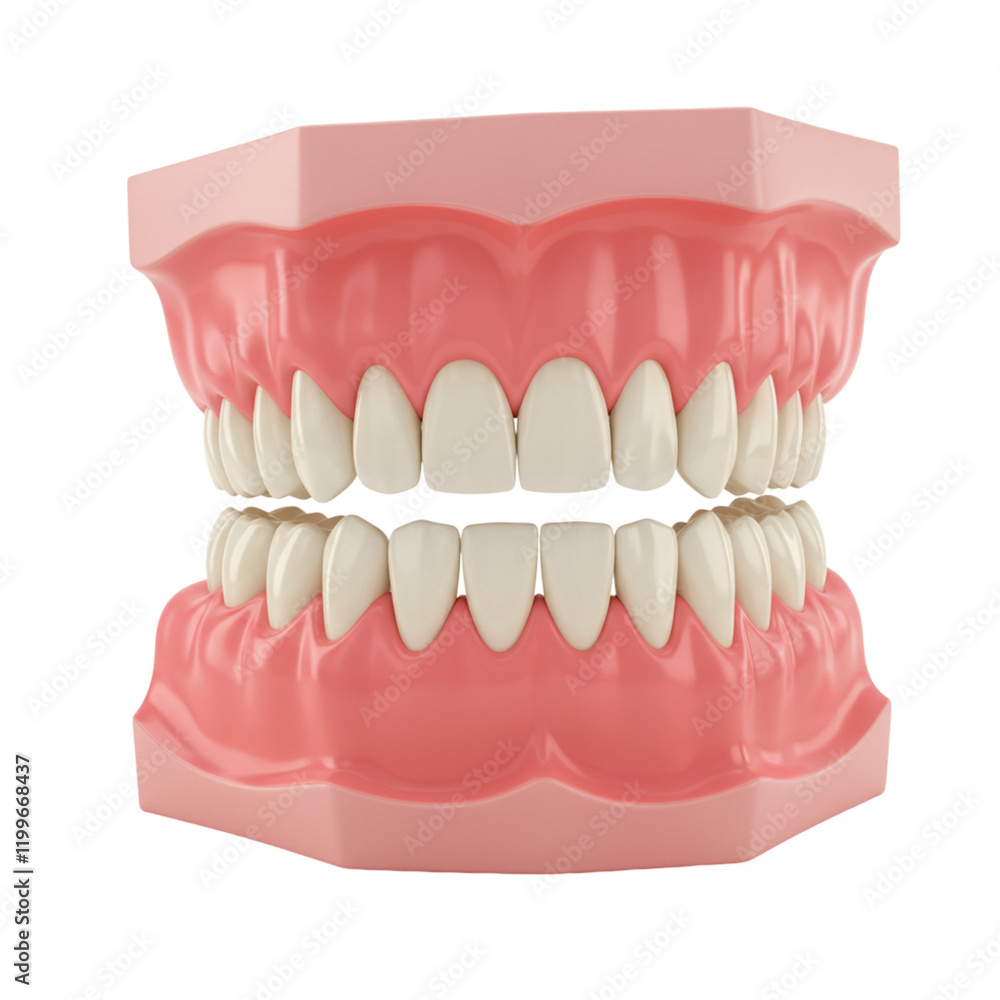 Obraz premium Healthy Human Teeth Model 3D Render Perfect Smile Dental Anatomy Illustration Healthcare Medical Jaw