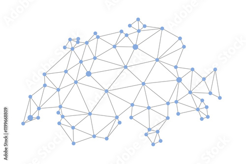 Switzerland map. Abstract geometric map - connection dots mesh lines.