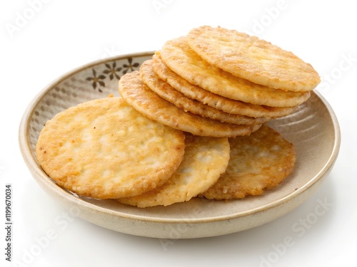 senbei japanese rice crackers isolated on white background
