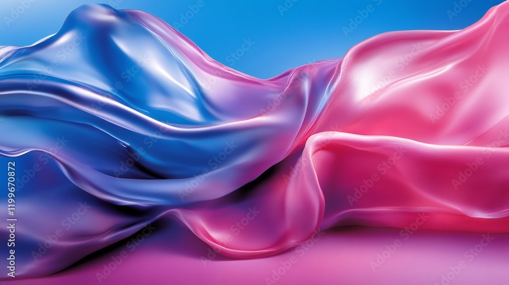Obraz premium Abstract Pink and Blue Silk Drapery: A Symphony of Color and Texture