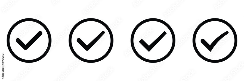 Isolated Check Mark Icon. Vector Check Mark Symbol for Approval and Verification. Isolated Check Mark Icon. Vector Check Mark Symbol for Approval and Verification.