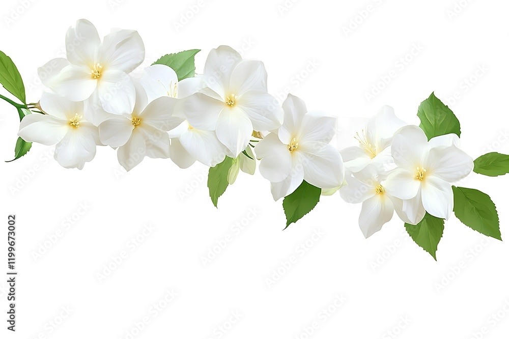 Obraz premium Pure White Jasmine Blossoms: Isolated Floral PNG for Design Projects, Websites, and Prints card plant