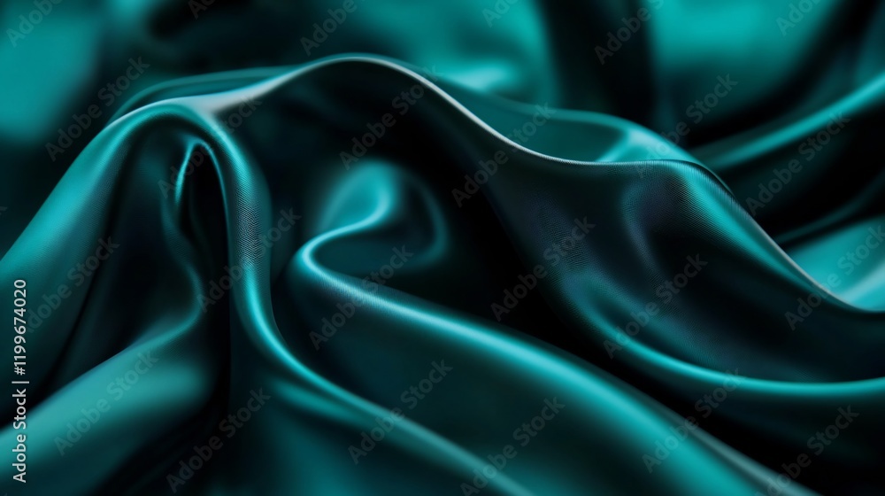 Obraz premium Teal Silk Drapery: A Luxurious Textured Abstract
