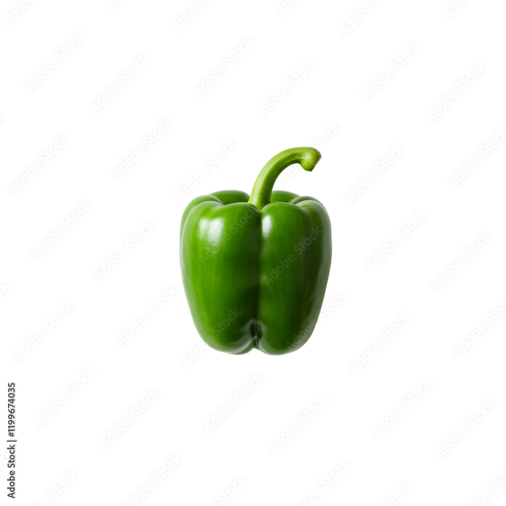 Single Green Bell Pepper Isolated Black Background Studio Shot Healthy Food Vegetable Diet Farm     