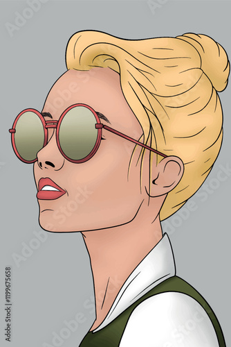 Illustration of business office woman