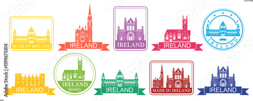 Photography Ireland set. Isolated Ireland on white background