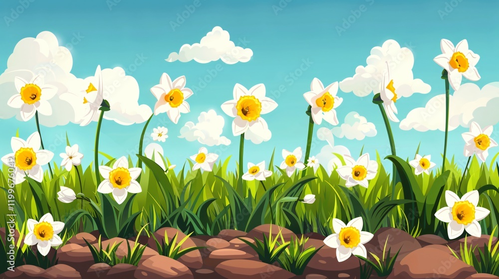 Fototapeta premium Stunning Narcissus Flowers Blooming Outdoors in Spring