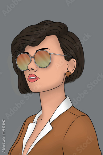 Illustration of business office woman