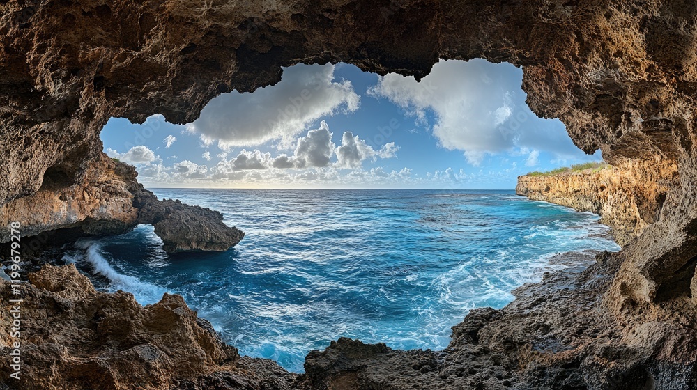 Obraz premium Ocean View Through Coastal Cave Opening
