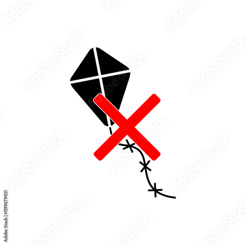 No kite flying sign  isolated on white background.
