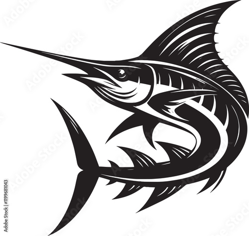 Big Marlin Fish silhouette icon vector illustration isolated on white background