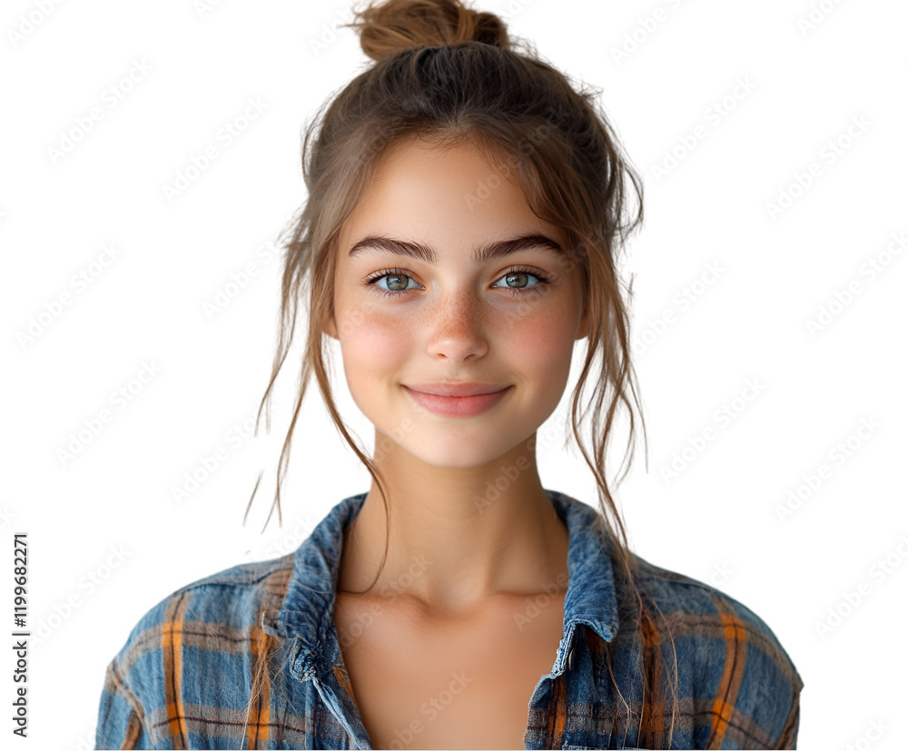 Portrait of young girl smiling on white background Portrait of young girl smiling on white background