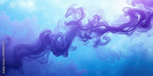 A swirling vortex of purple smoke wafts through a serene blue mint landscape, imbuing the scene with an air of mysticism, misty, mint