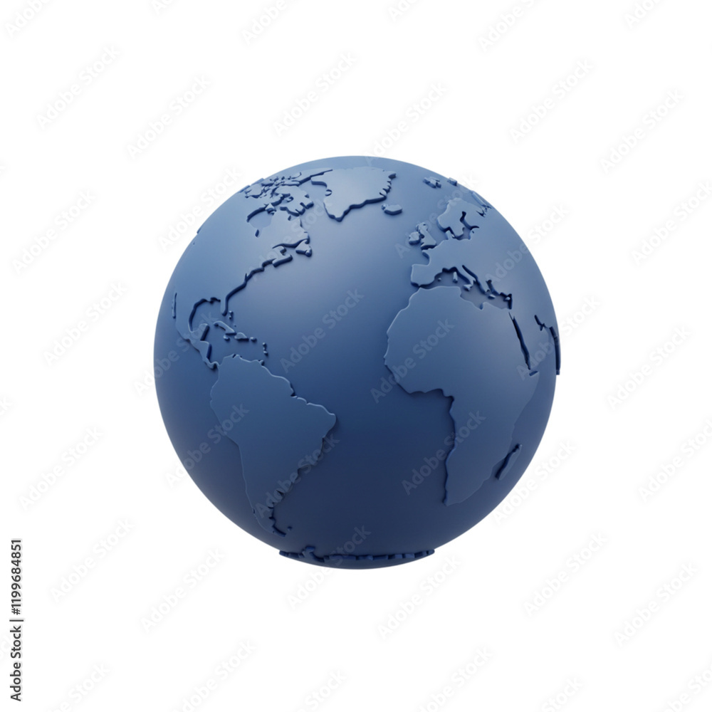 Stylized Blue Earth Globe 3D Model World Map Planet Digital Rendering Global Business Background Stylized Blue Earth Globe 3D Model World Map Planet Digital Rendering Global Business Background