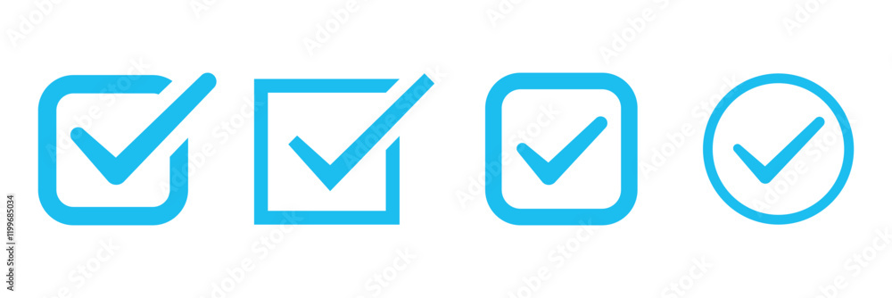 Blue check mark tick verification icon. check mark button. Blue check mark tick verification icon. check mark button.