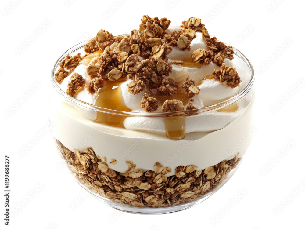 Delicious Yogurt Layered with Honey and Granola in a Minimalist 3D Presentation Delicious Yogurt Layered with Honey and Granola in a Minimalist 3D Presentation