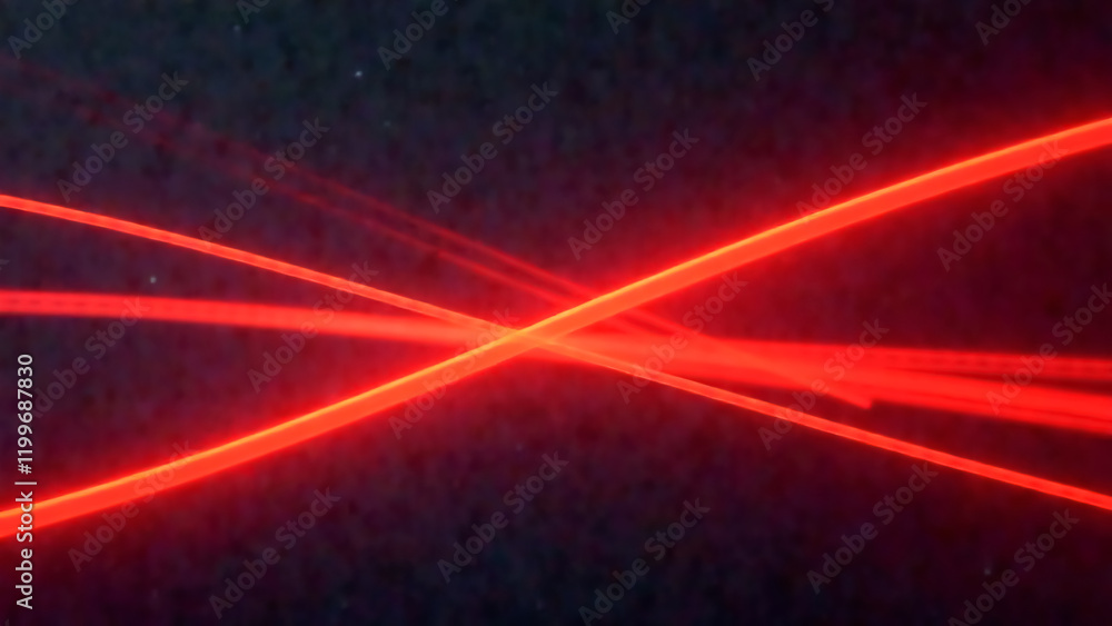 Obraz premium Abstract multicolored luminous waves on a dark background with glitter on a dark background