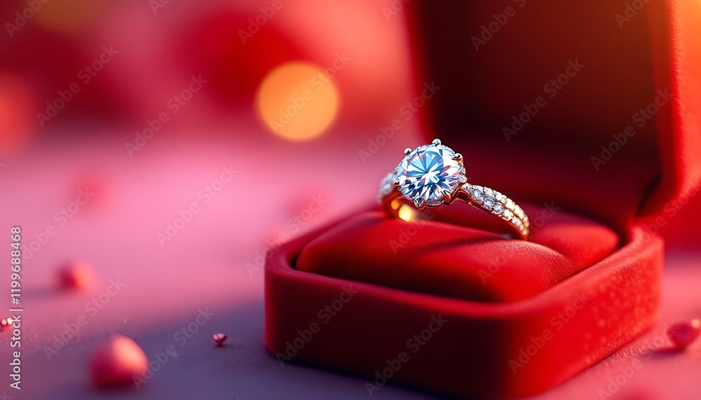 Sparkling Diamond Engagement Ring in Red Box Sparkling Diamond Engagement Ring in Red Box