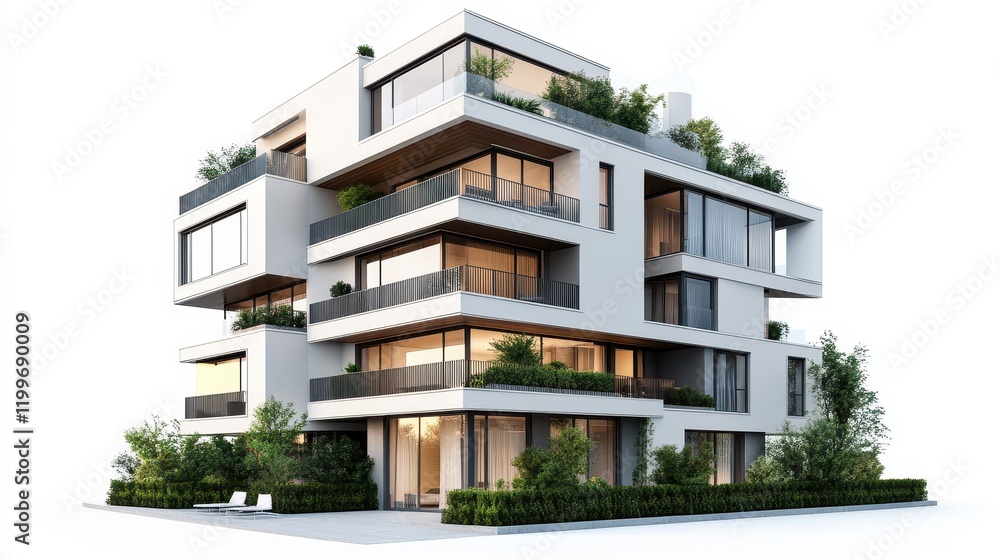 Obraz premium Contemporary 3D Apartment Building Design