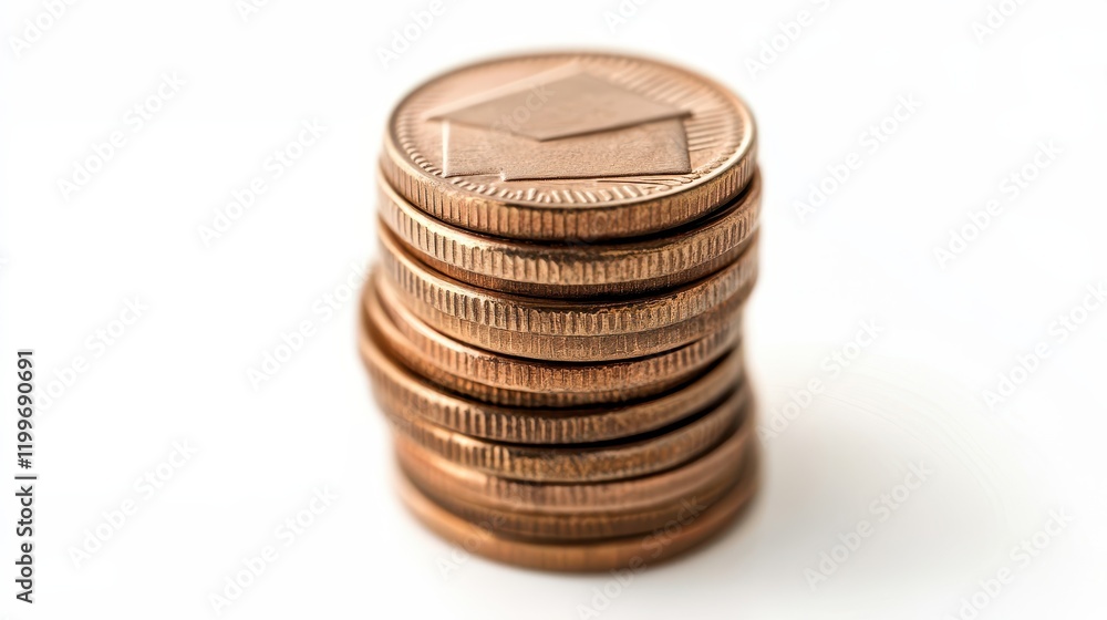 Growing Stack of Coins Creating a Small House Growing Stack of Coins Creating a Small House