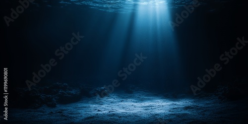 Deep Ocean Scene Sunbeams Illuminate Mysterious Underwater Seascape